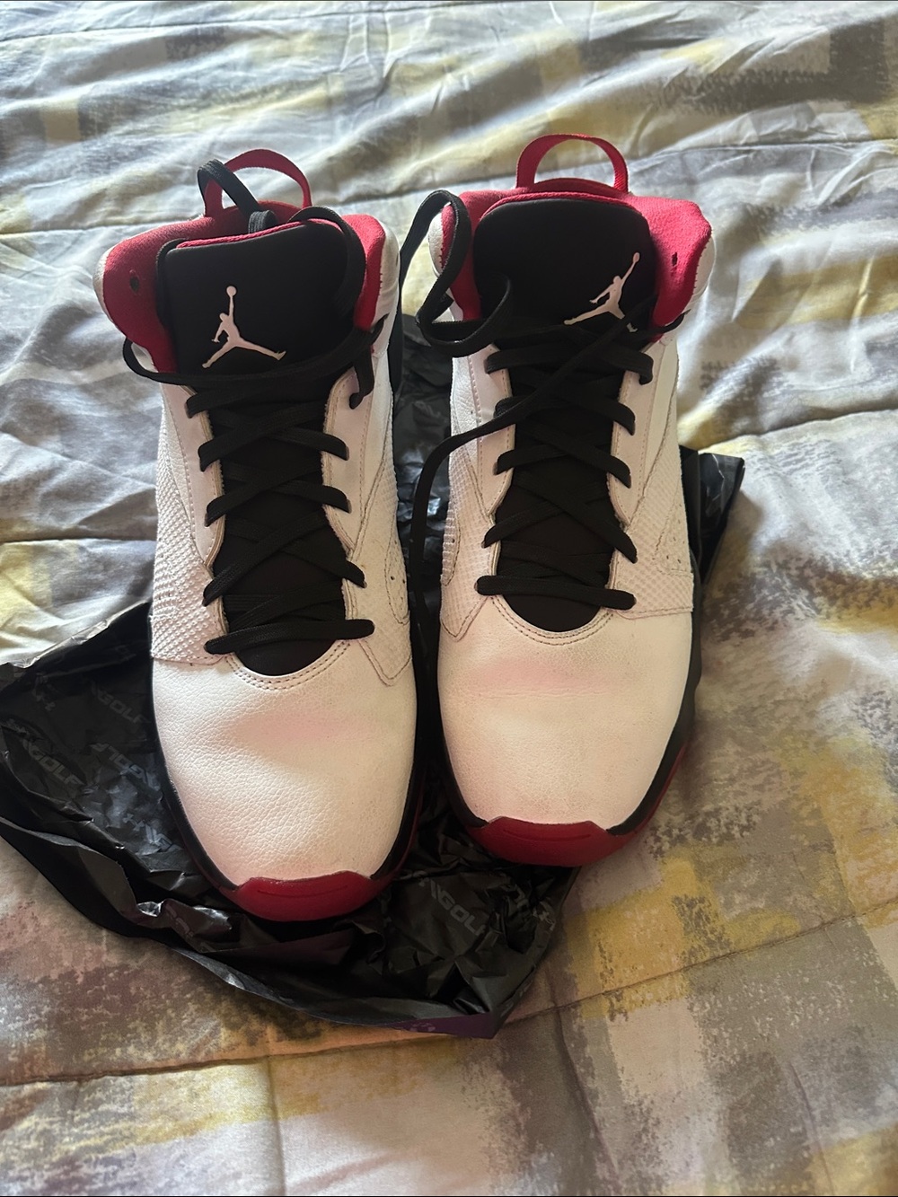 Jordan Mid-Top Sneakers in White Black Red